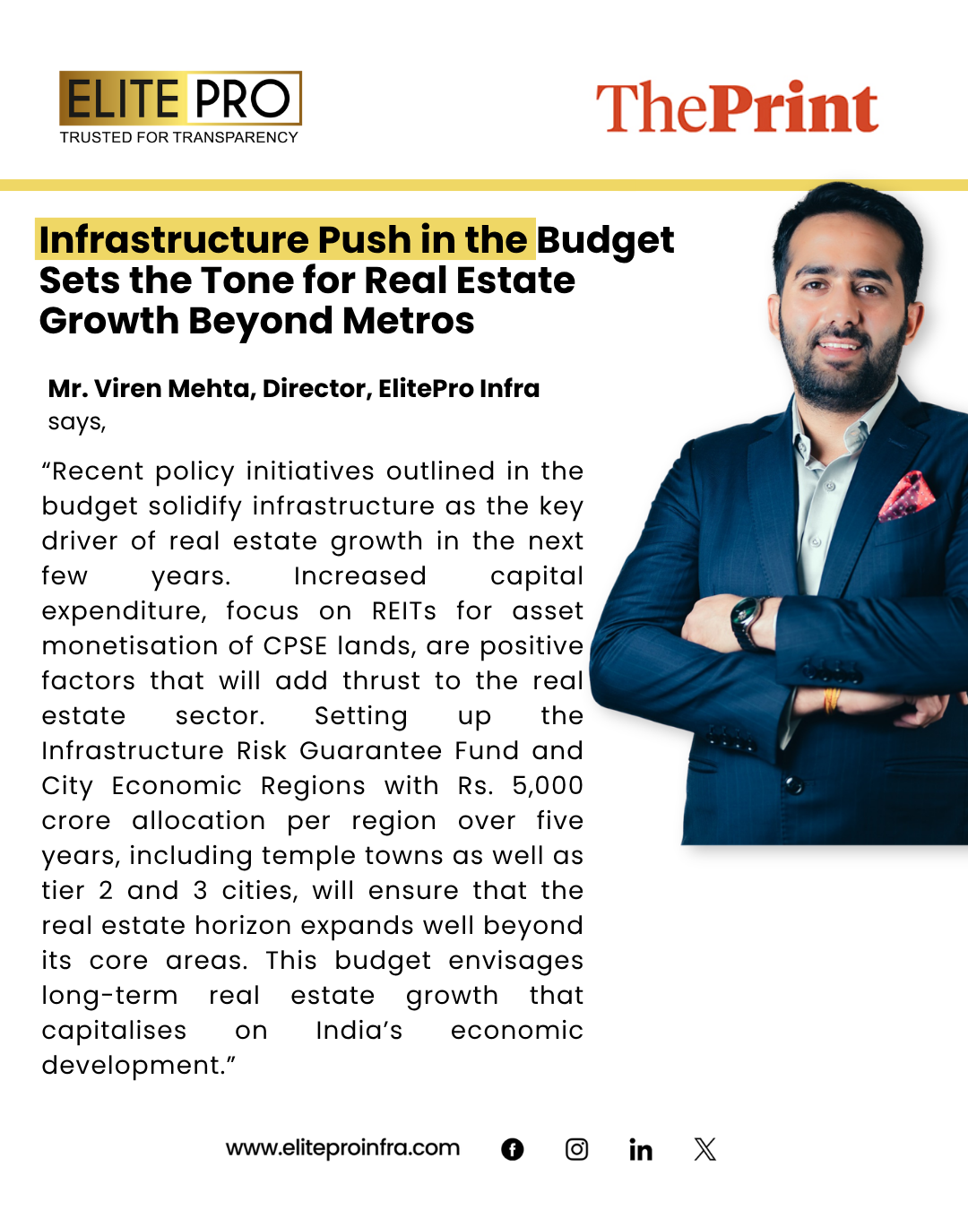 Infrastructure Push in the Budget Sets the Tone for Real Estate Growth Beyond Metros